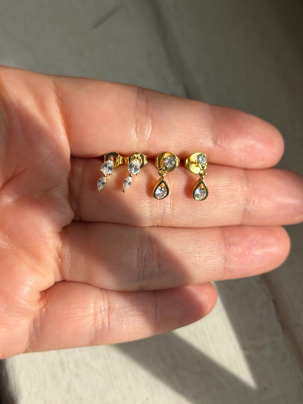 Adina Eden Gold CZ Drop Earrings Bundle - 2 Pairs